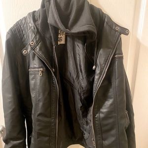 Black Faux Leather Double Breasted Jacket💜😍🔥